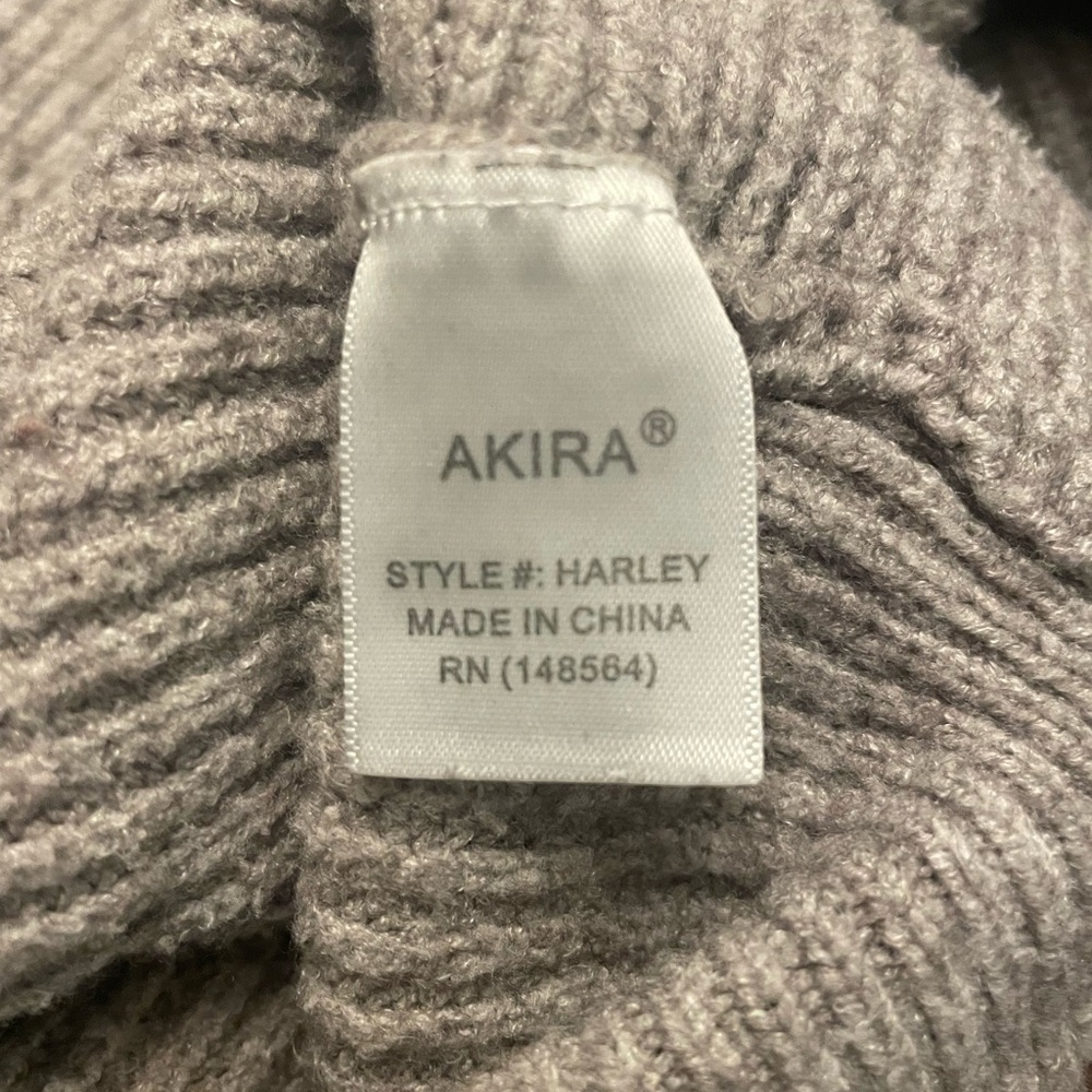 Akira Knot Front Twist Sweater Long Sleeved V neck in Gray Size M - Picture 5 of 7
